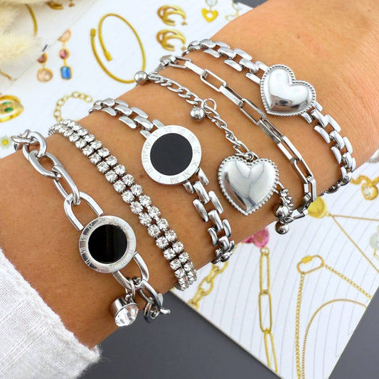Silver Double Row Rhinestone Tennis Bracelet