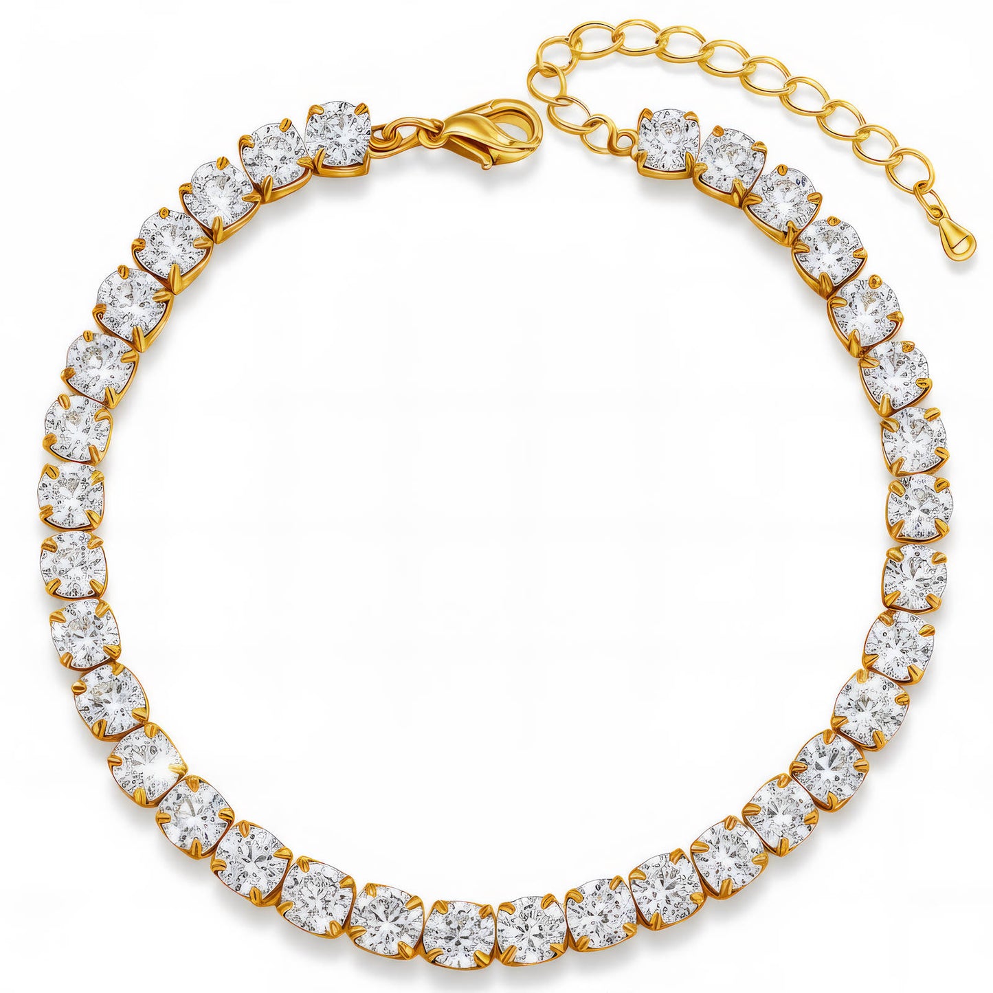Tennis Bracelet, 18K Gold Plated Steel